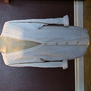 Vintage White Oversized Cable Knit Cardigan Sweater
